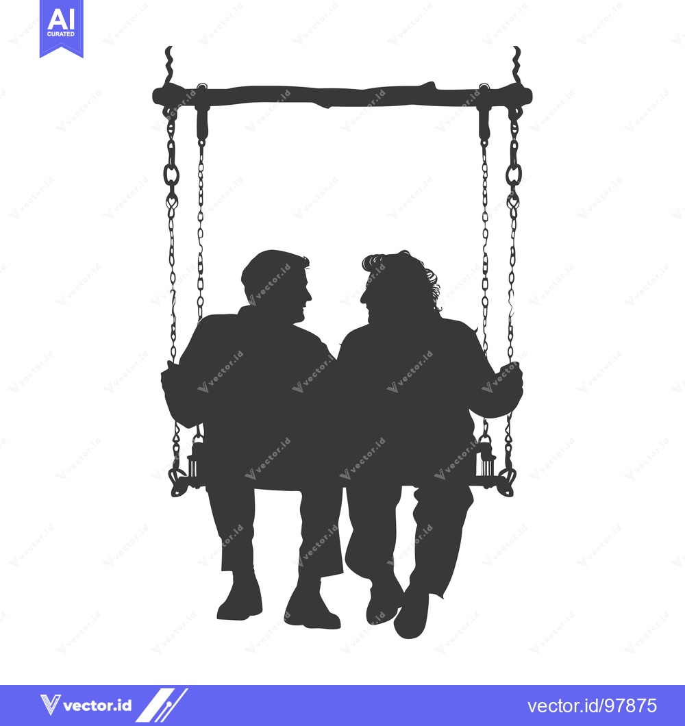 Premium Vector of Silhouette of a Couple Sitting on a Swing
