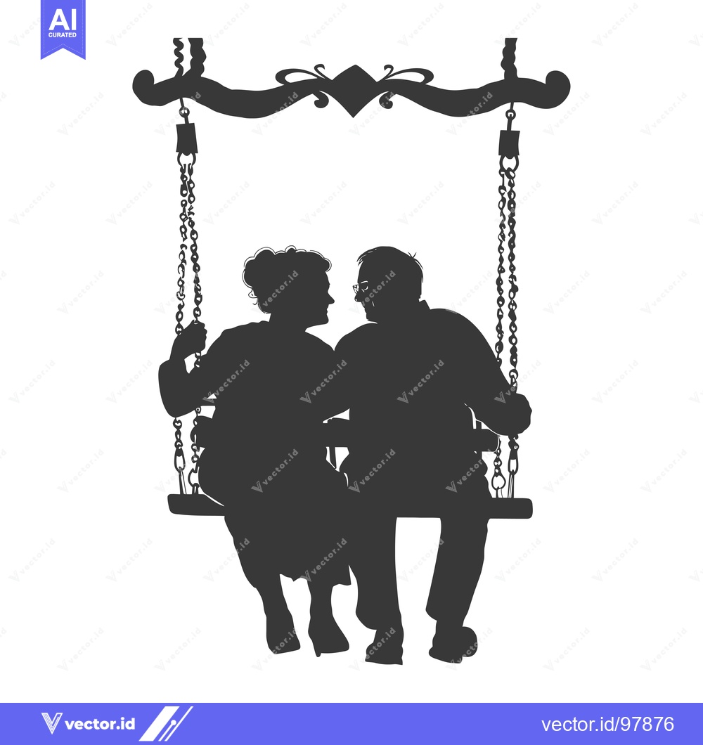 Premium Vector of Silhouette of a Couple Sitting on a Swing