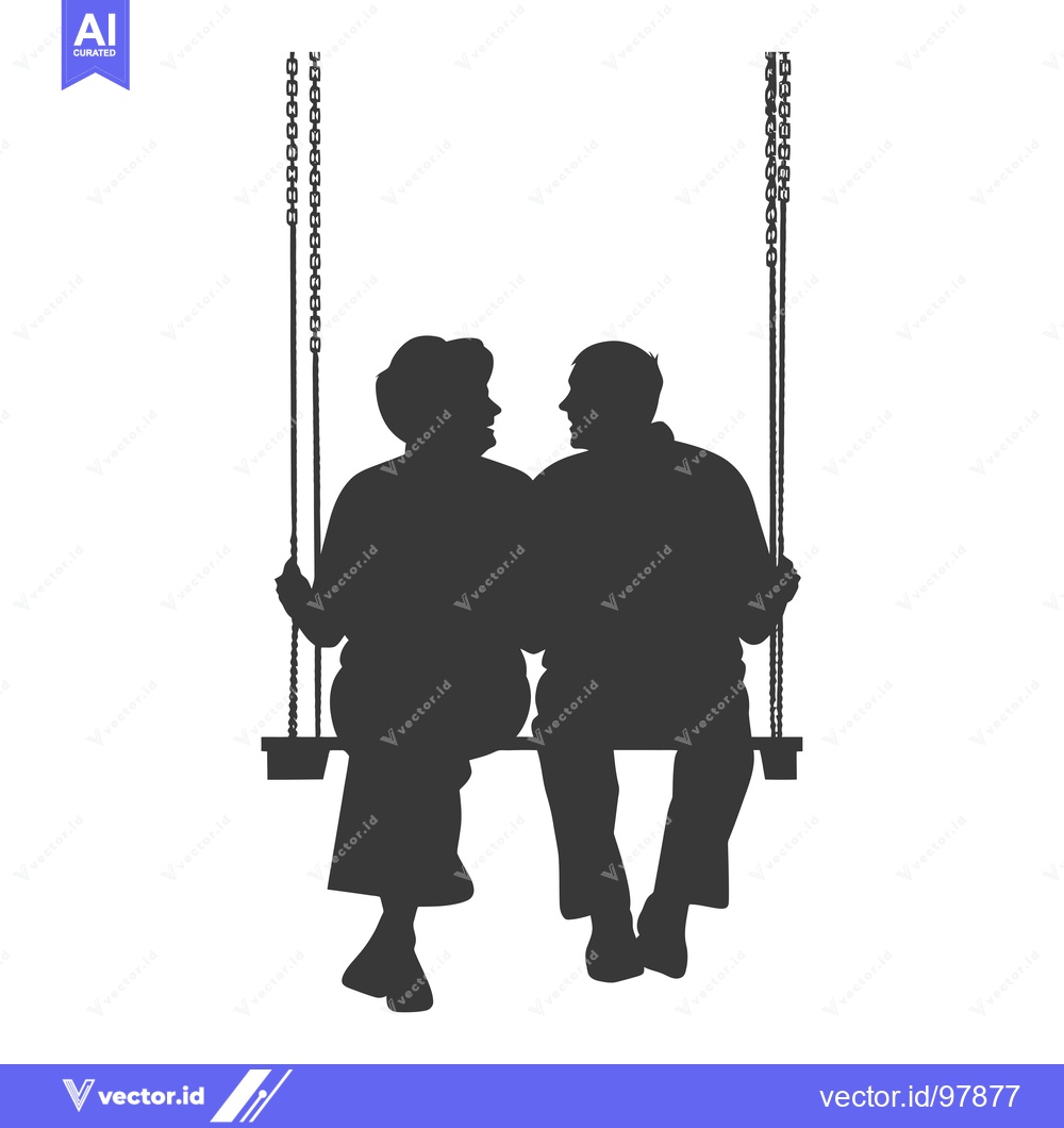 Premium Vector of Silhouette of a Couple Sitting on a Swing