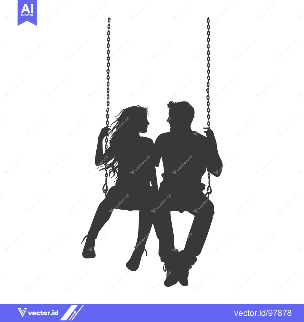 Premium Vector dari Silhouette of a Couple Sitting on a Swing