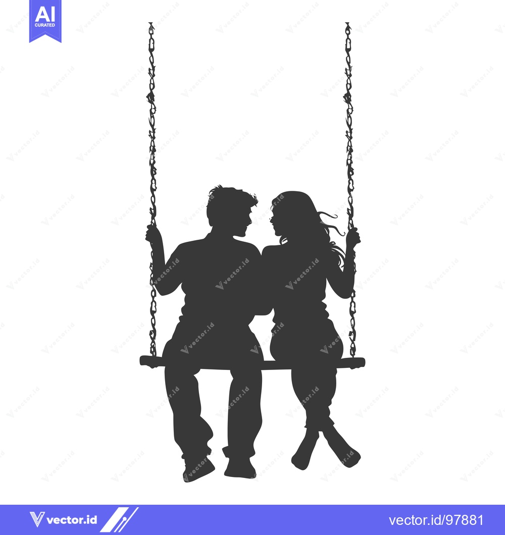 Premium Vector of Silhouette of a Couple Sitting on a Swing