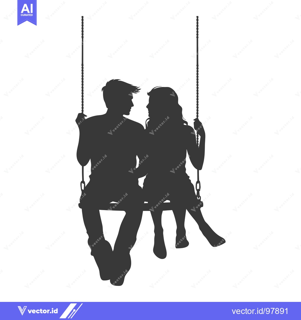 Premium Vector dari Silhouette of a Couple Sitting on a Swing Facing Each Other