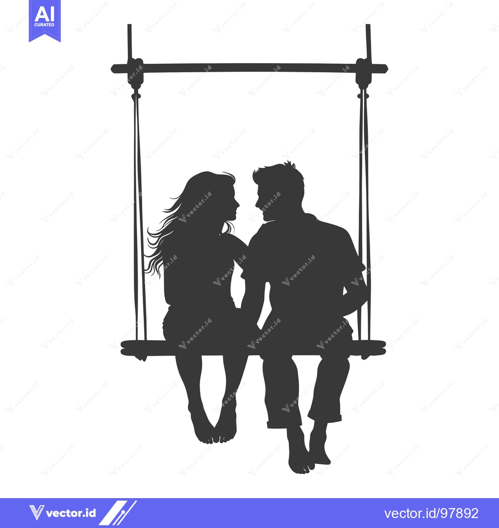 Premium Vector dari Silhouette of a Couple Sitting on a Swing Facing Each Other