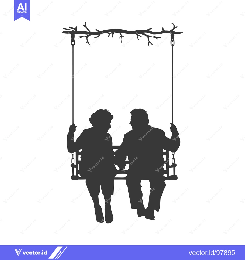 Premium Vector dari Silhouette of a Couple Sitting on a Swing Hanging from a Tree Branch