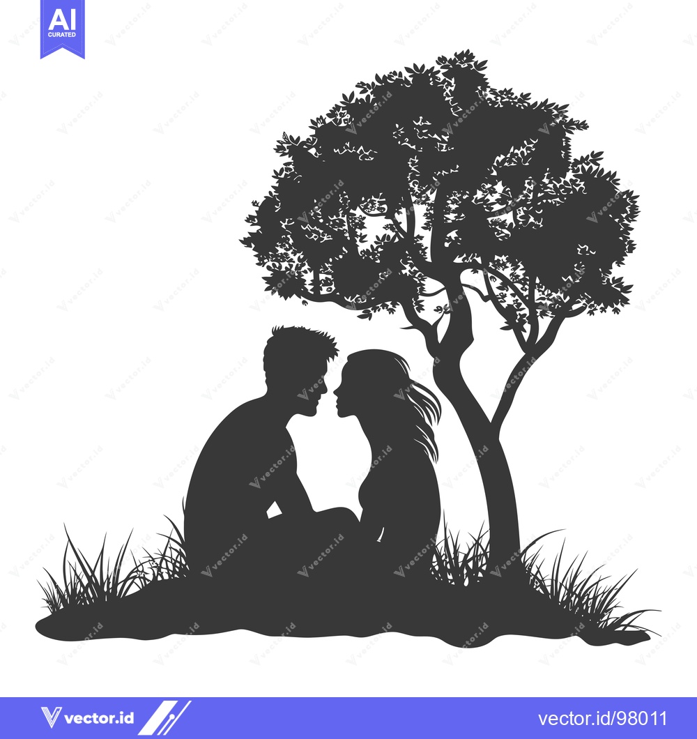Premium Vector dari Silhouette of a Couple Under a Tree