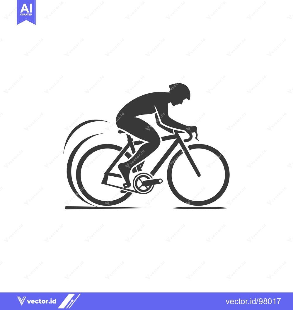 Premium Vector of Silhouette of a Cyclist in Motion on a Road Bike