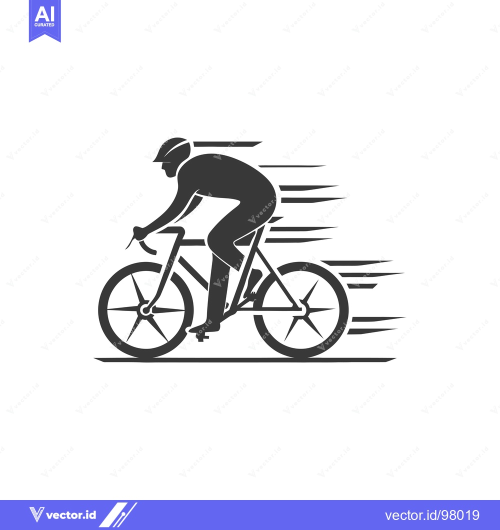 Premium Vector dari Silhouette of a Cyclist in Motion, Speed Lines Indicating Speed