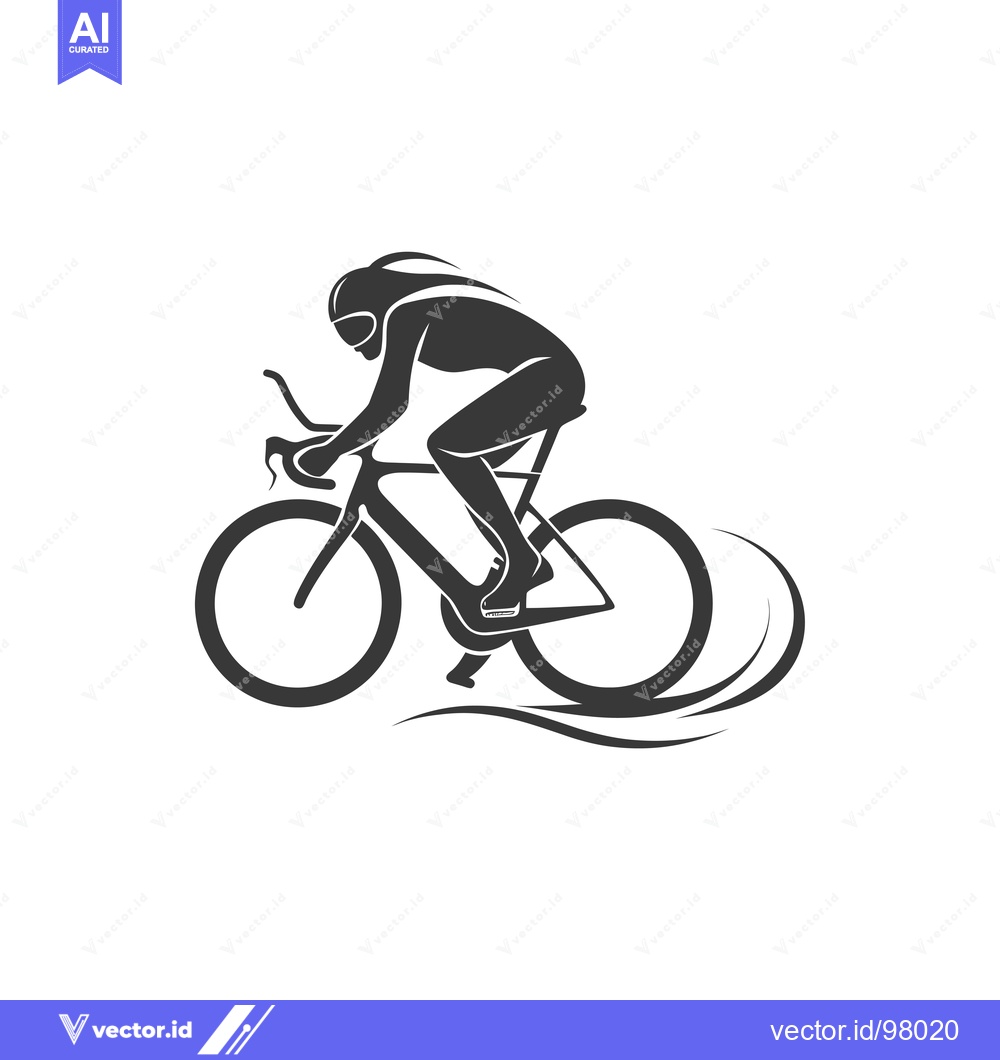 Premium Vector dari Silhouette of a Cyclist in Motion with a Swirling Design