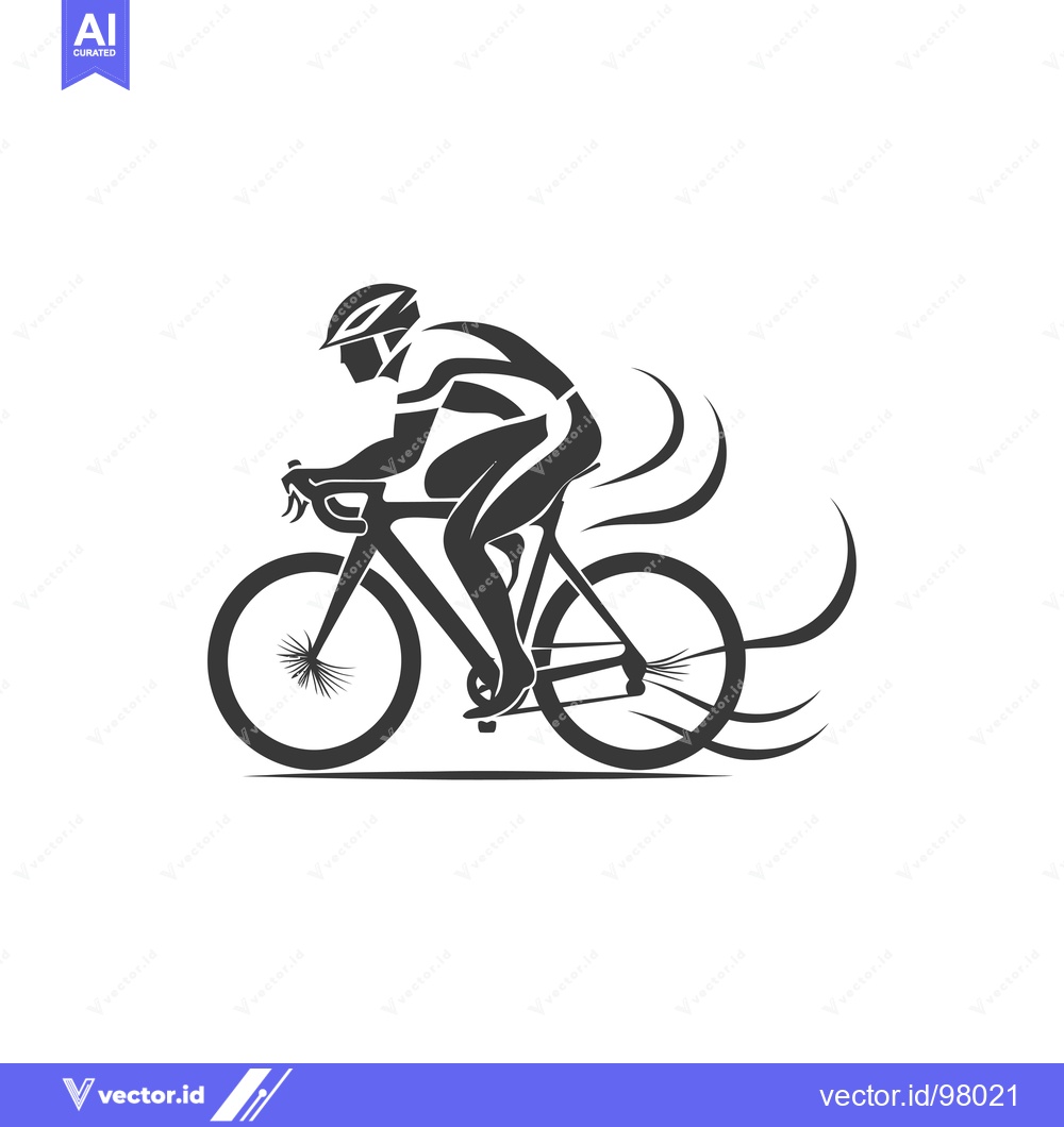 Premium Vector of Silhouette of a Cyclist in Motion with Blurred Wheels