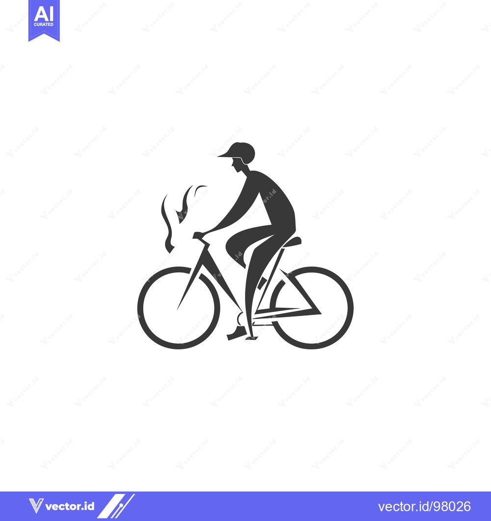 Premium Vector of Silhouette of a Cyclist Riding a Bicycle