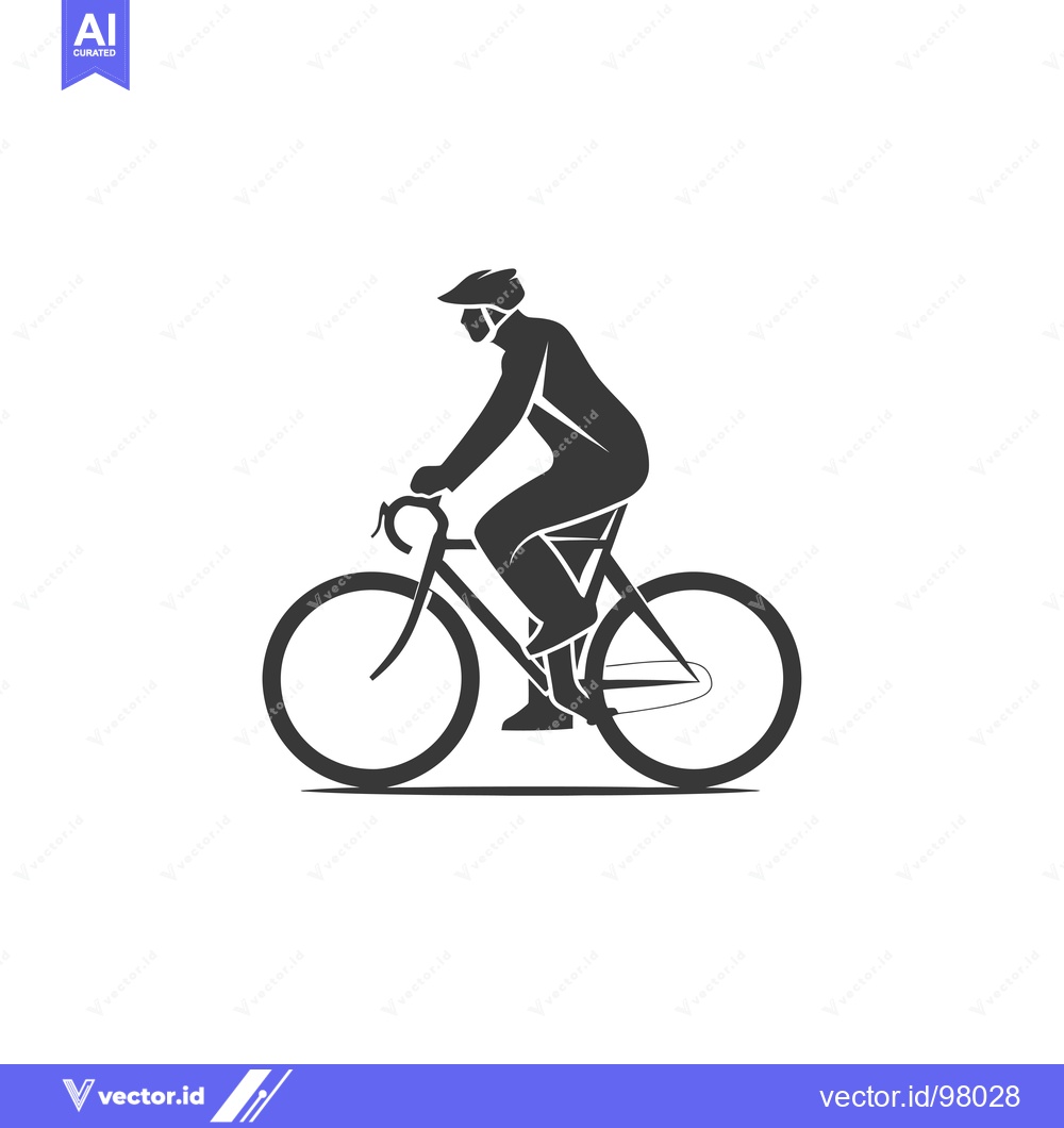 Premium Vector of Silhouette of a Cyclist Riding a Bicycle