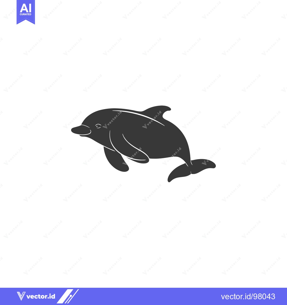 Premium Vector of Silhouette of a Dolphin Swimming in Water