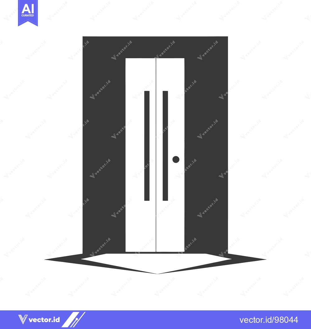 Premium Vector of Silhouette of a double-door entrance with a handle and shadow