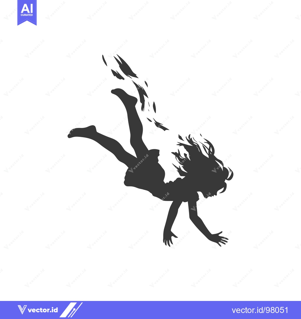 Premium Vector of Silhouette of a Falling Woman with Flowing Hair