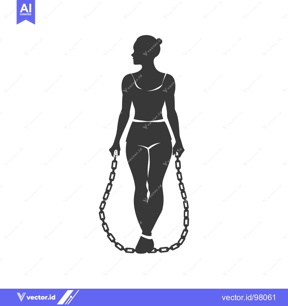 Premium Vector of Silhouette of a Female Figure Holding a Chain
