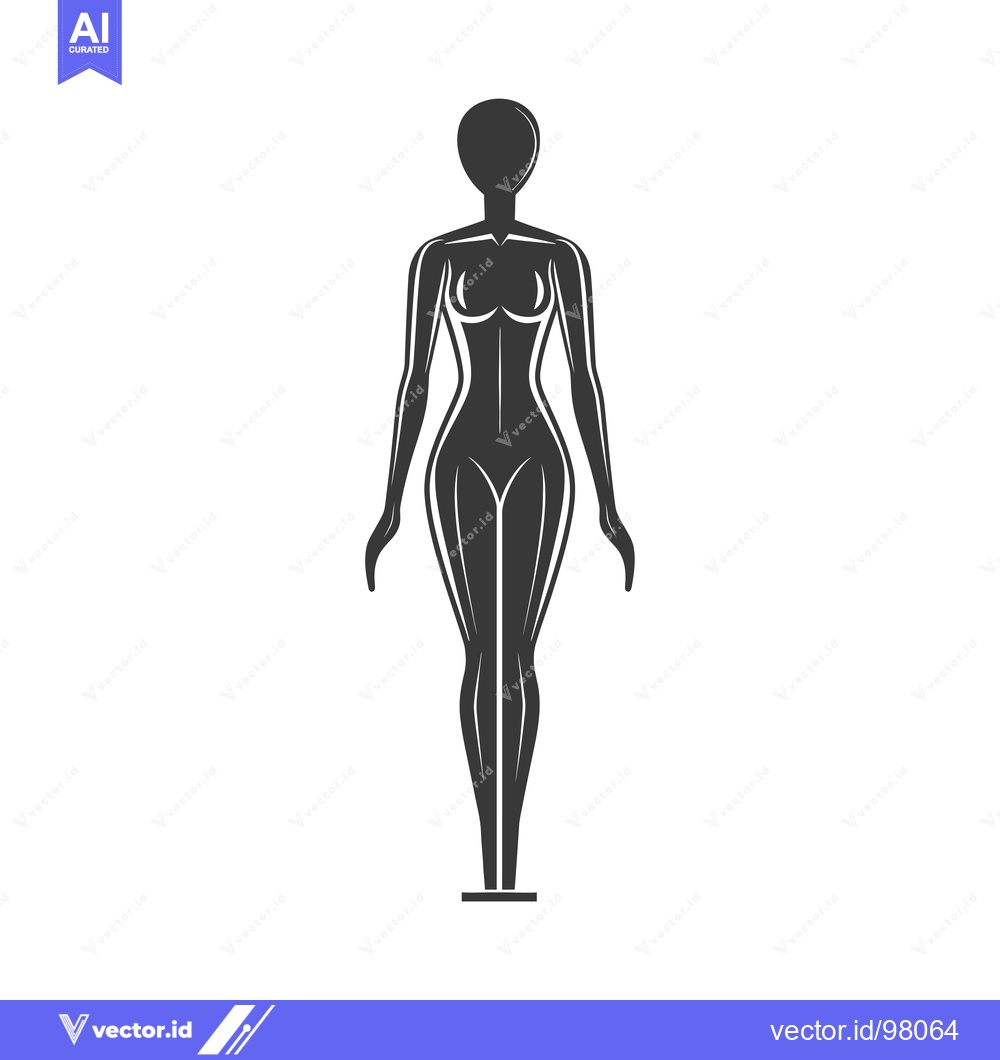 Premium Vector dari Silhouette of a Female Mannequin Standing on a Base