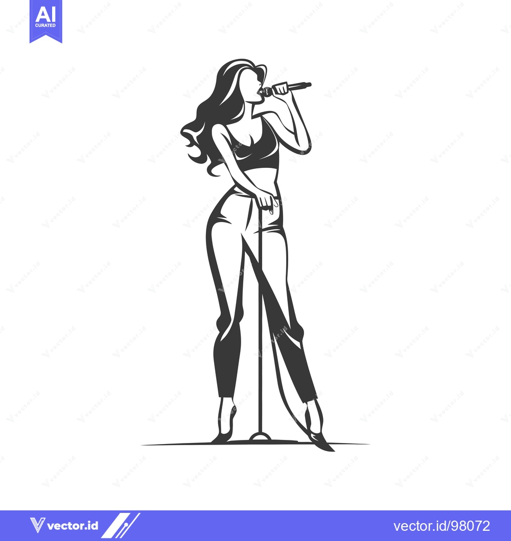 Premium Vector of Silhouette of a Female Singer with Microphone