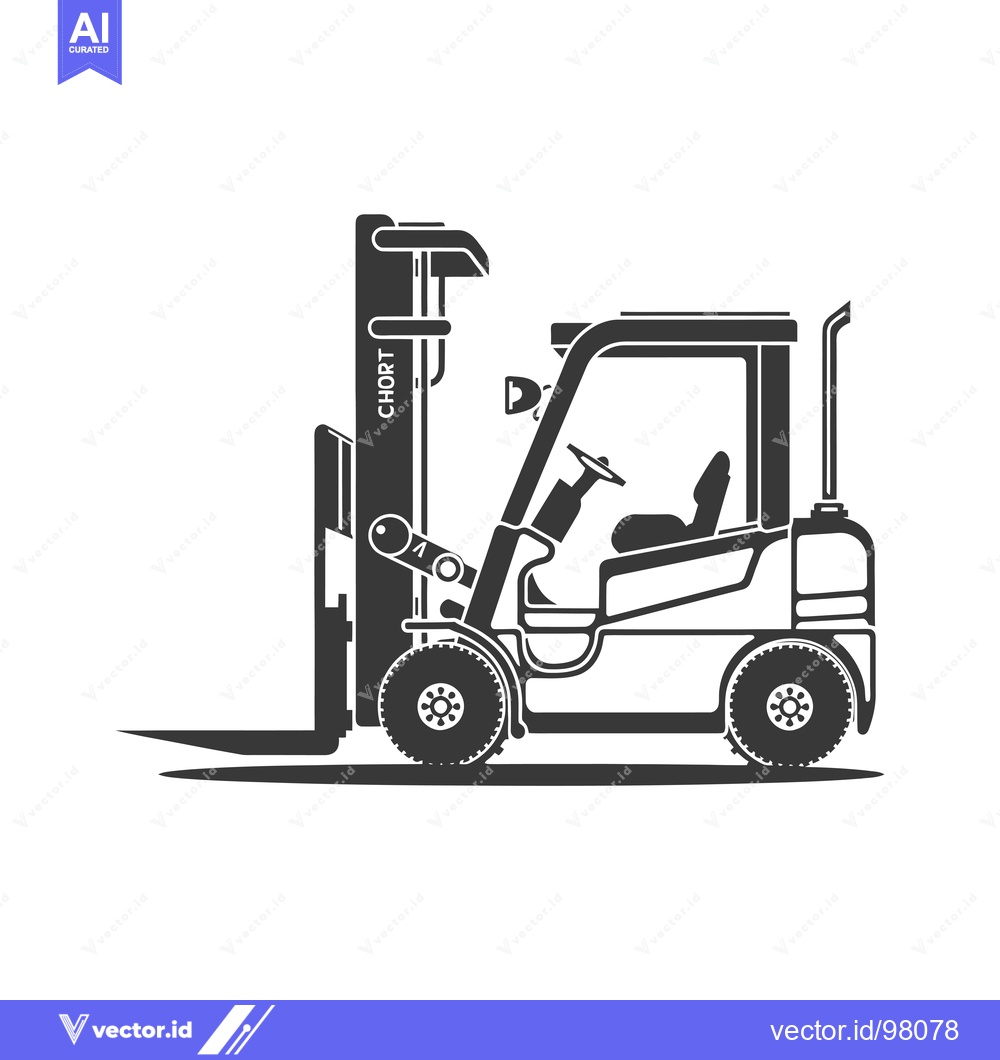Premium Vector dari Silhouette of a Forklift with a "Chort" Brand Name