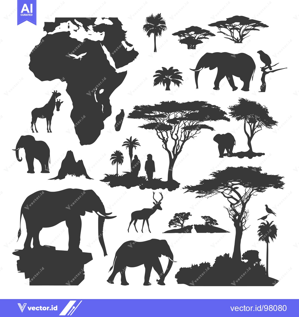 Premium Vector dari Silhouette of African Wildlife and Landscapes