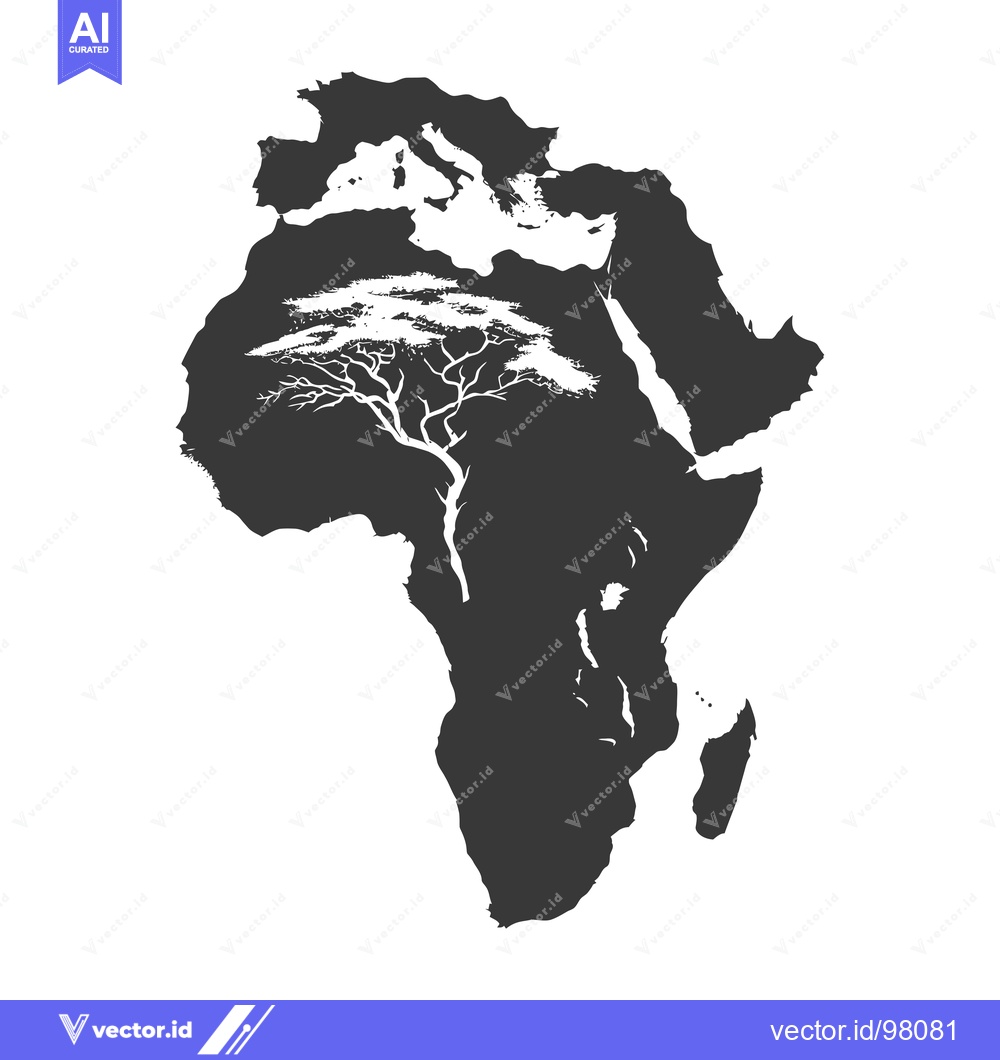 Premium Vector dari Silhouette of Africa with Acacia Tree