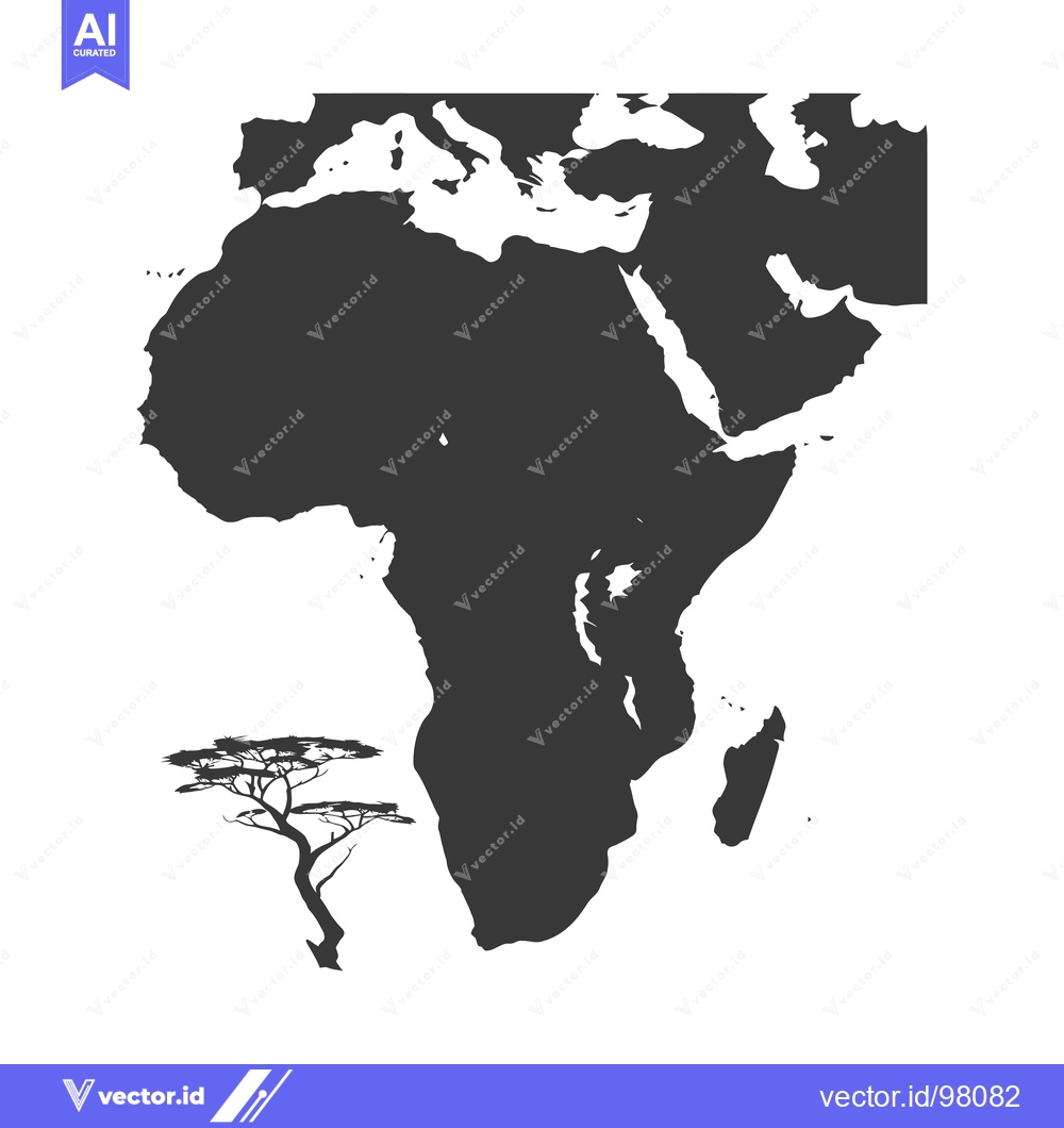 Premium Vector of Silhouette of Africa with an Acacia Tree in the Foreground