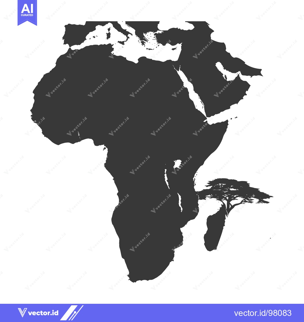 Premium Vector dari Silhouette of Africa with a Tree in the Eastern Coast