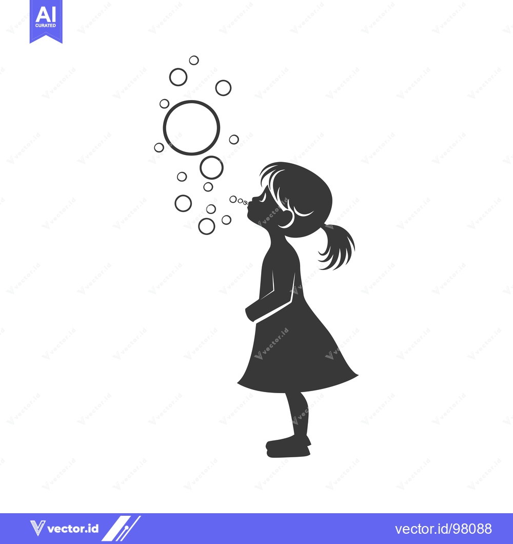 Premium Vector of Silhouette of a Girl Blowing Bubbles