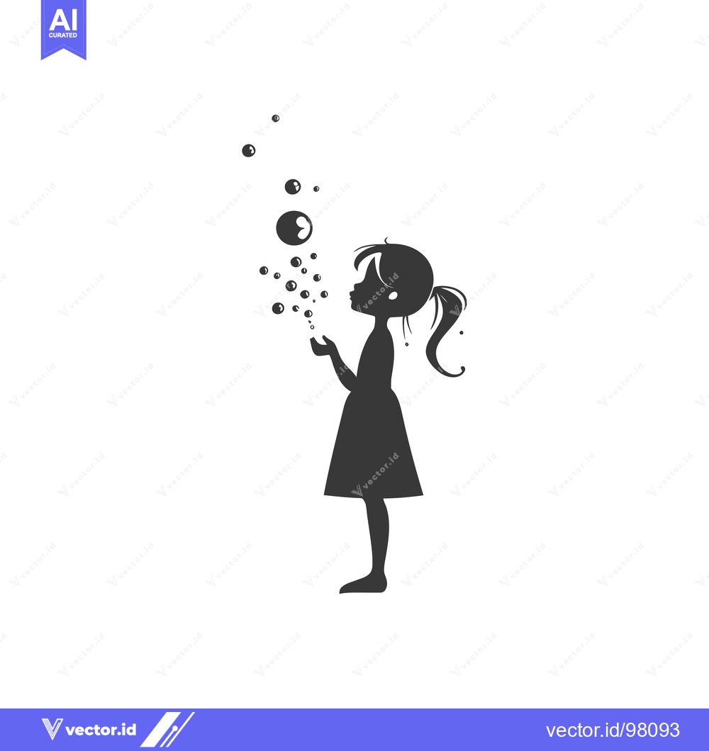 Premium Vector of Silhouette of a Girl Blowing Bubbles