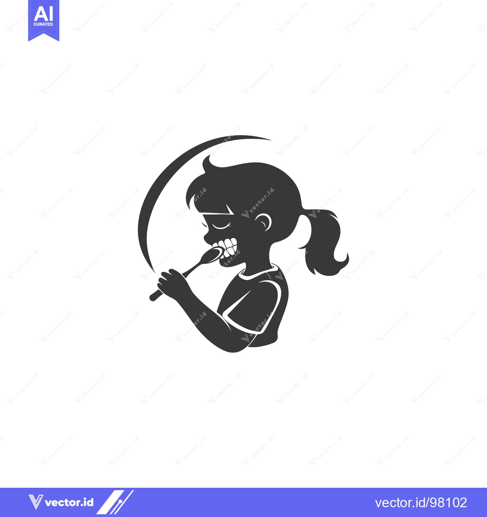 Premium Vector dari Silhouette of a Girl Brushing Her Teeth