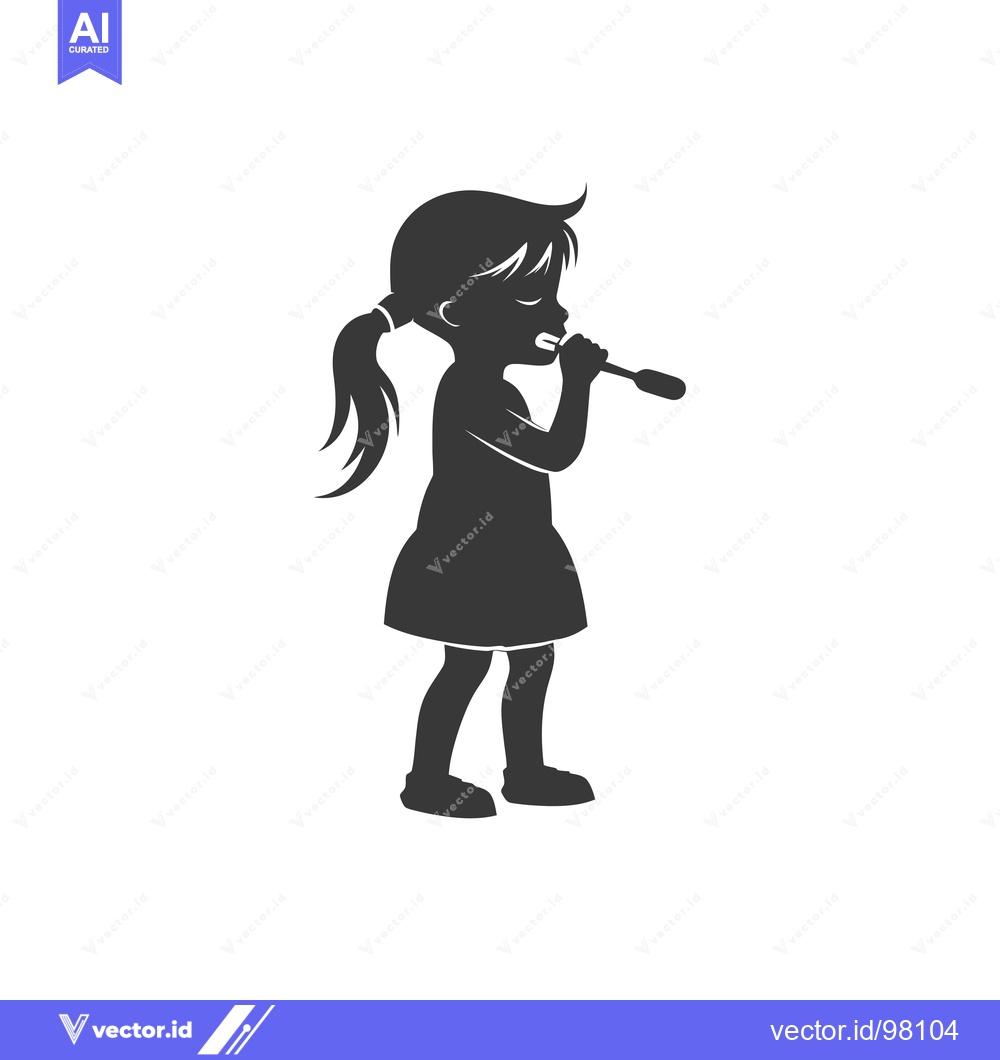 Premium Vector of Silhouette of a Girl Brushing Her Teeth