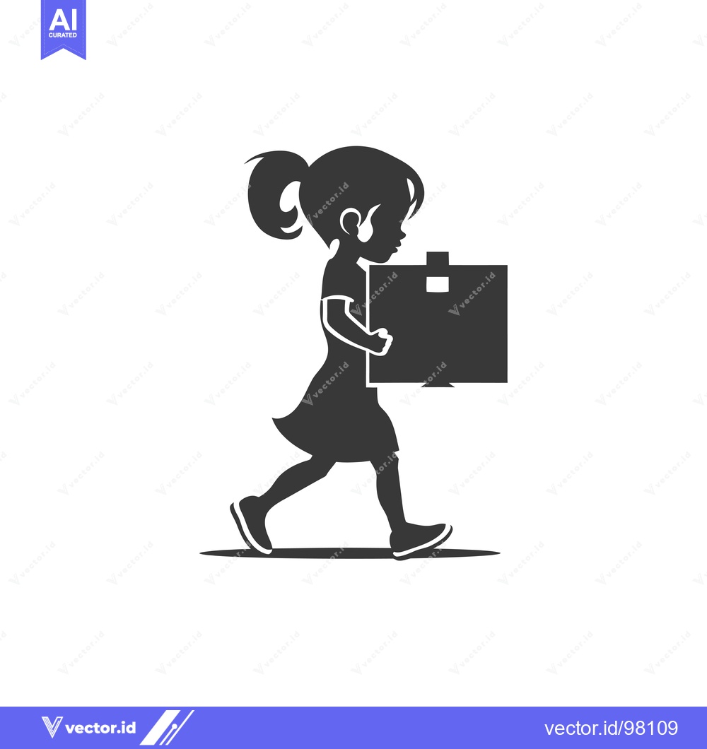 Premium Vector dari Silhouette of a Girl Carrying a Large Box
