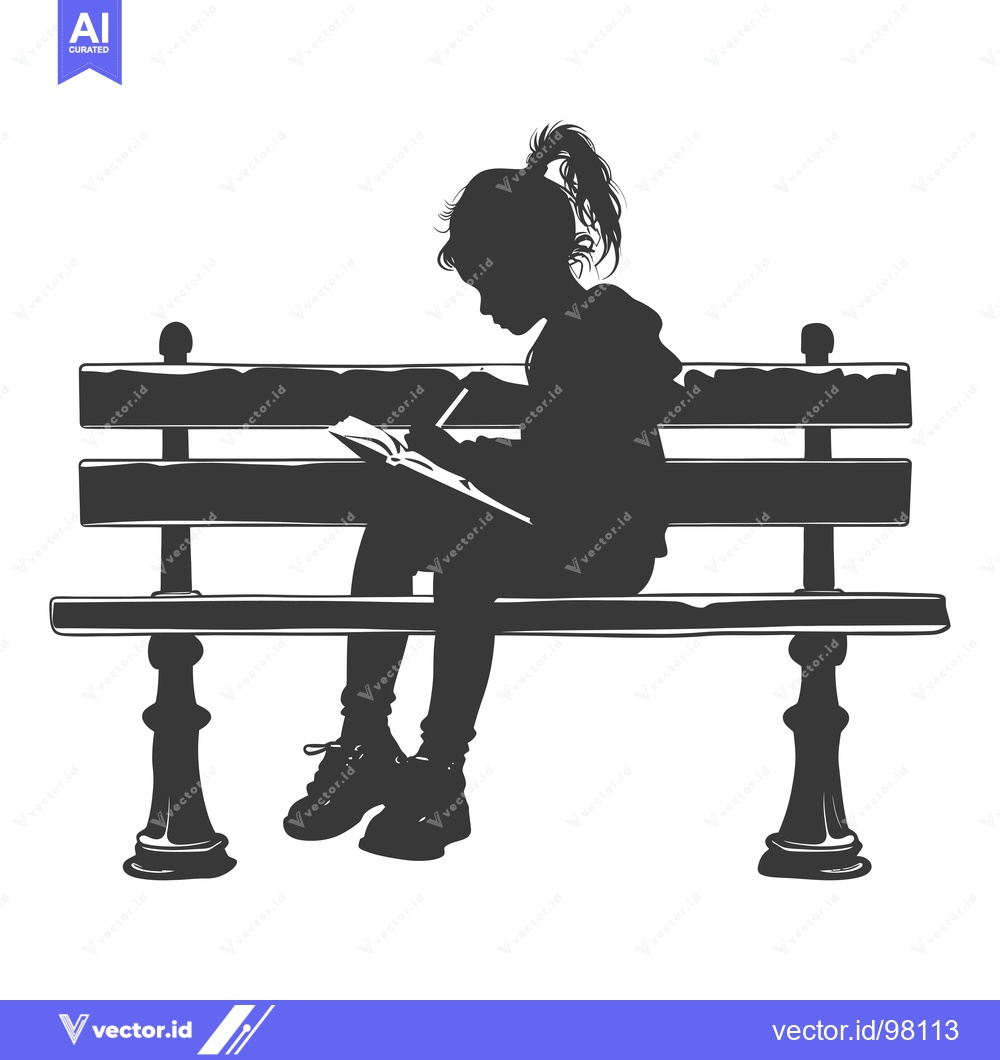 Premium Vector dari Silhouette of a Girl Drawing on a Bench