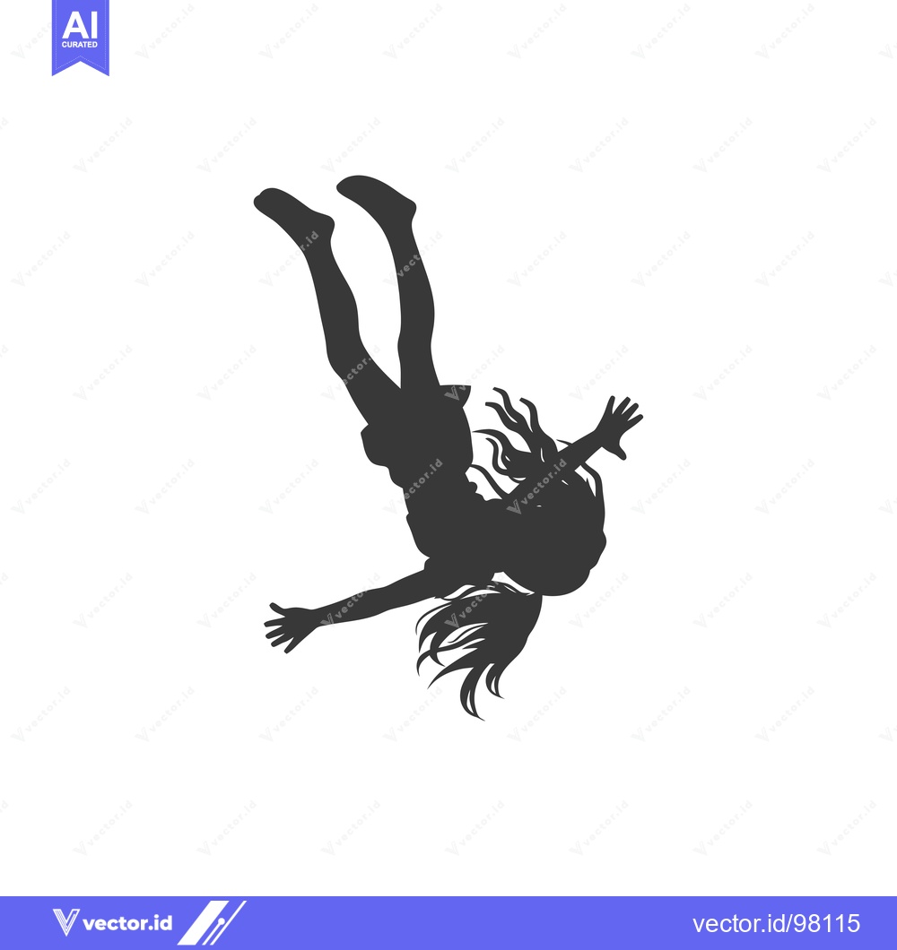 Premium Vector of Silhouette of a Girl Falling with Arms Outstretched