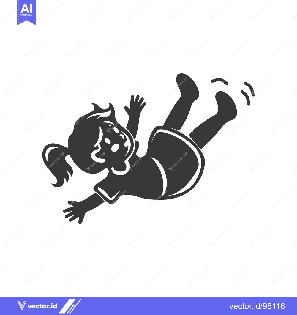 Premium Vector dari Silhouette of a Girl Falling with Arms Outstretched