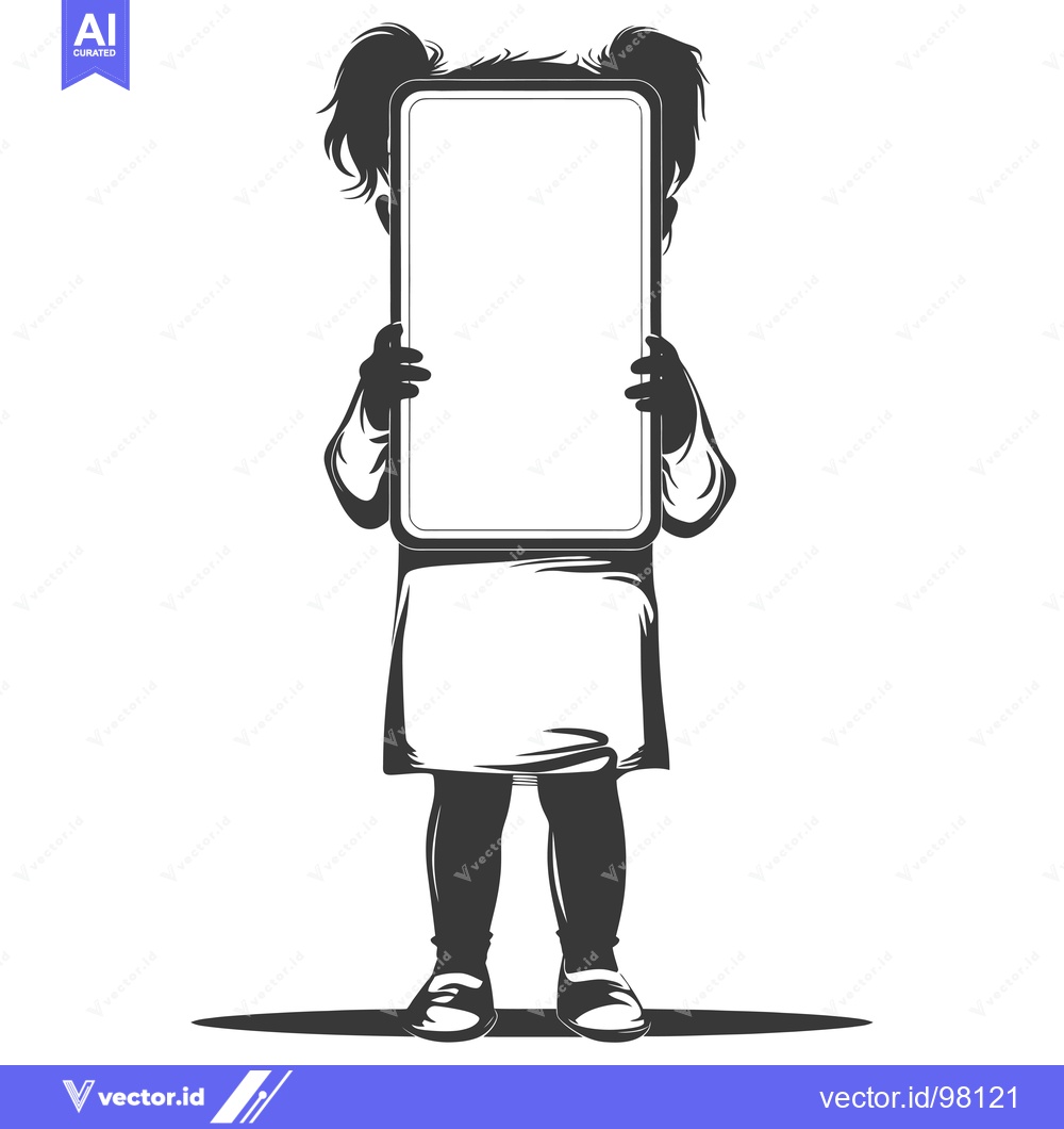 Premium Vector dari Silhouette of a Girl Holding a Blank Sign