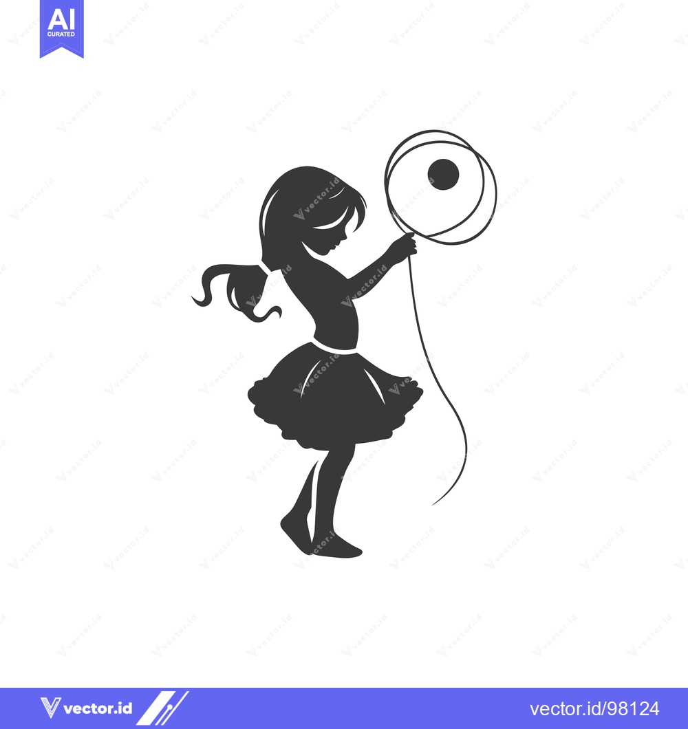 Premium Vector dari Silhouette of a Girl Holding a Ring-Shaped Object
