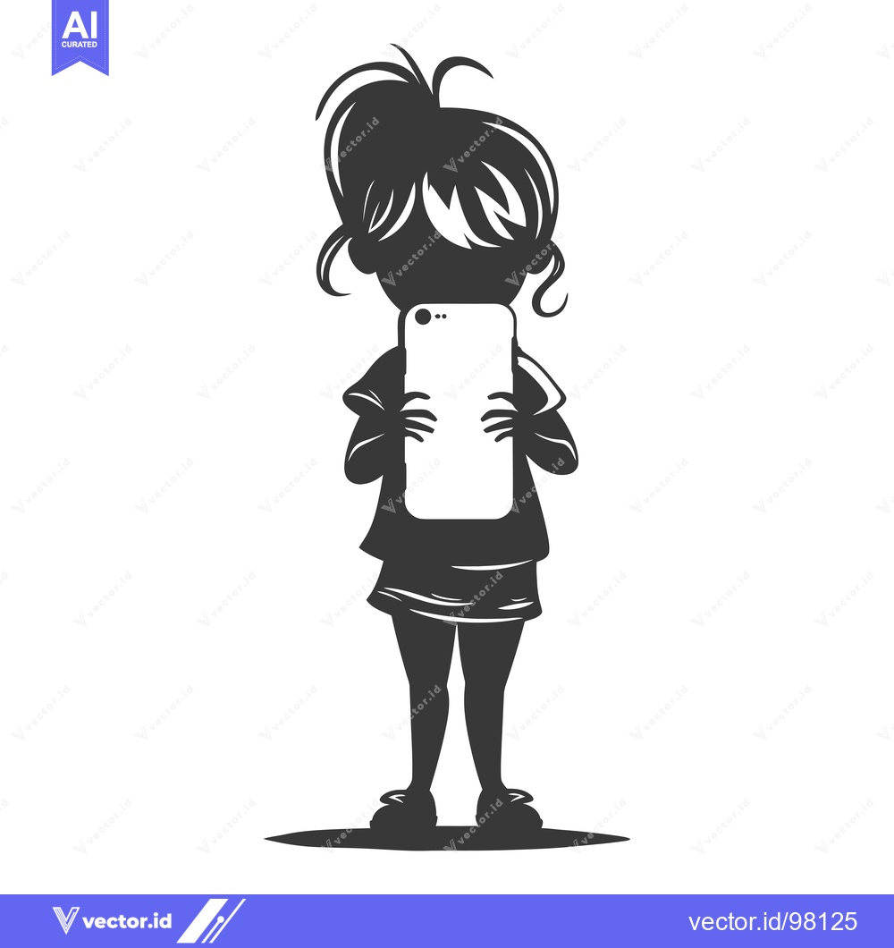 Premium Vector dari Silhouette of a Girl Holding a Smartphone
