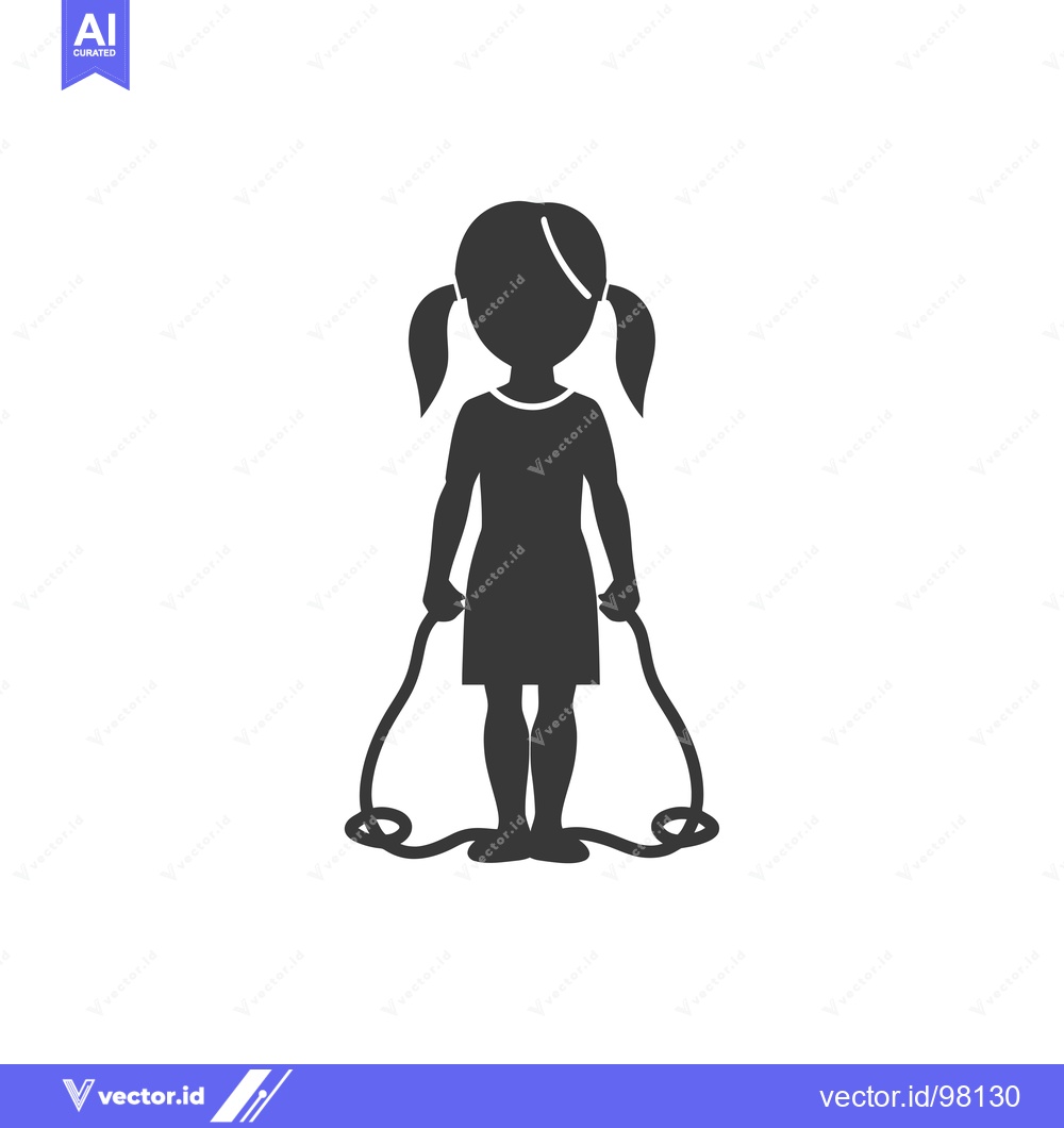 Premium Vector of Silhouette of a Girl Jumping Rope