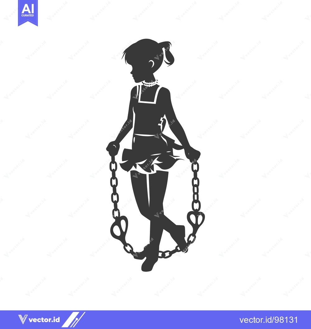 Premium Vector dari Silhouette of a Girl Jumping Rope with Chains