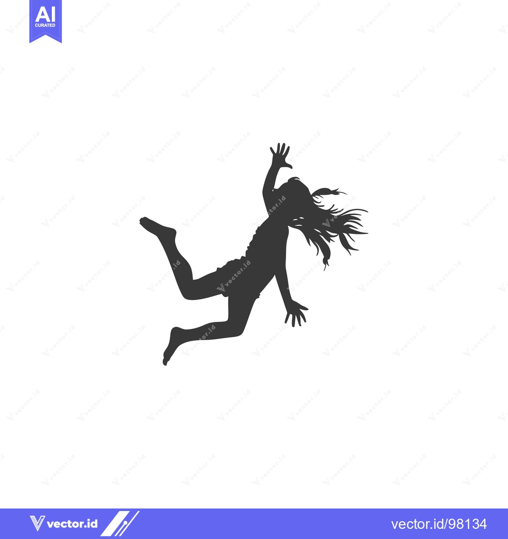 Premium Vector dari Silhouette of a girl jumping with her arms outstretched
