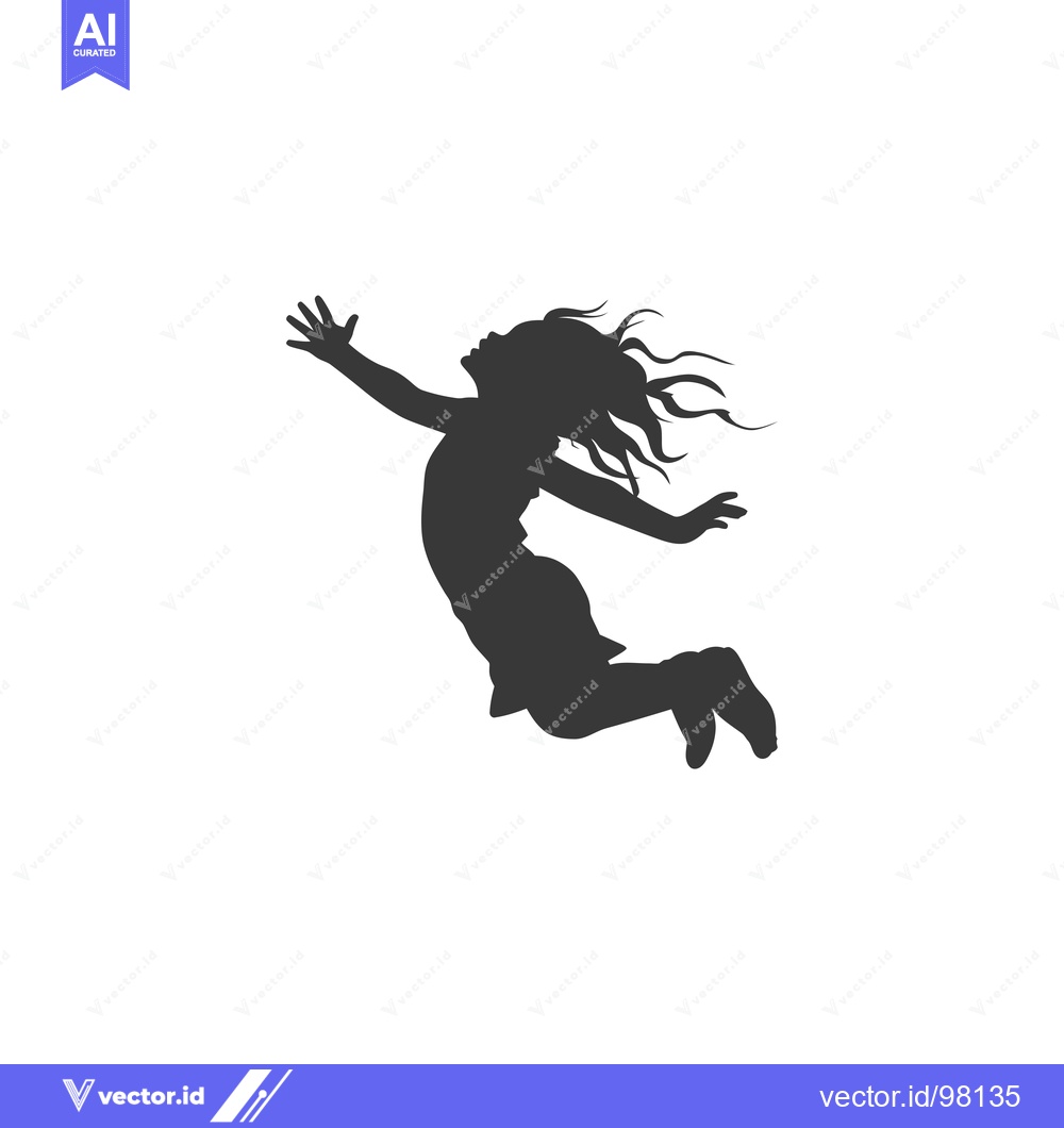 Premium Vector of Silhouette of a Girl Leaping with Arms Outstretched