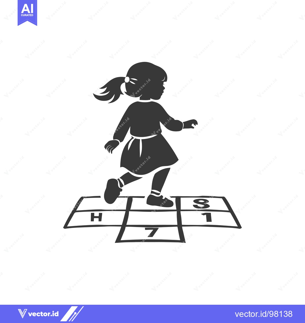Premium Vector of Silhouette of a girl playing hopscotch