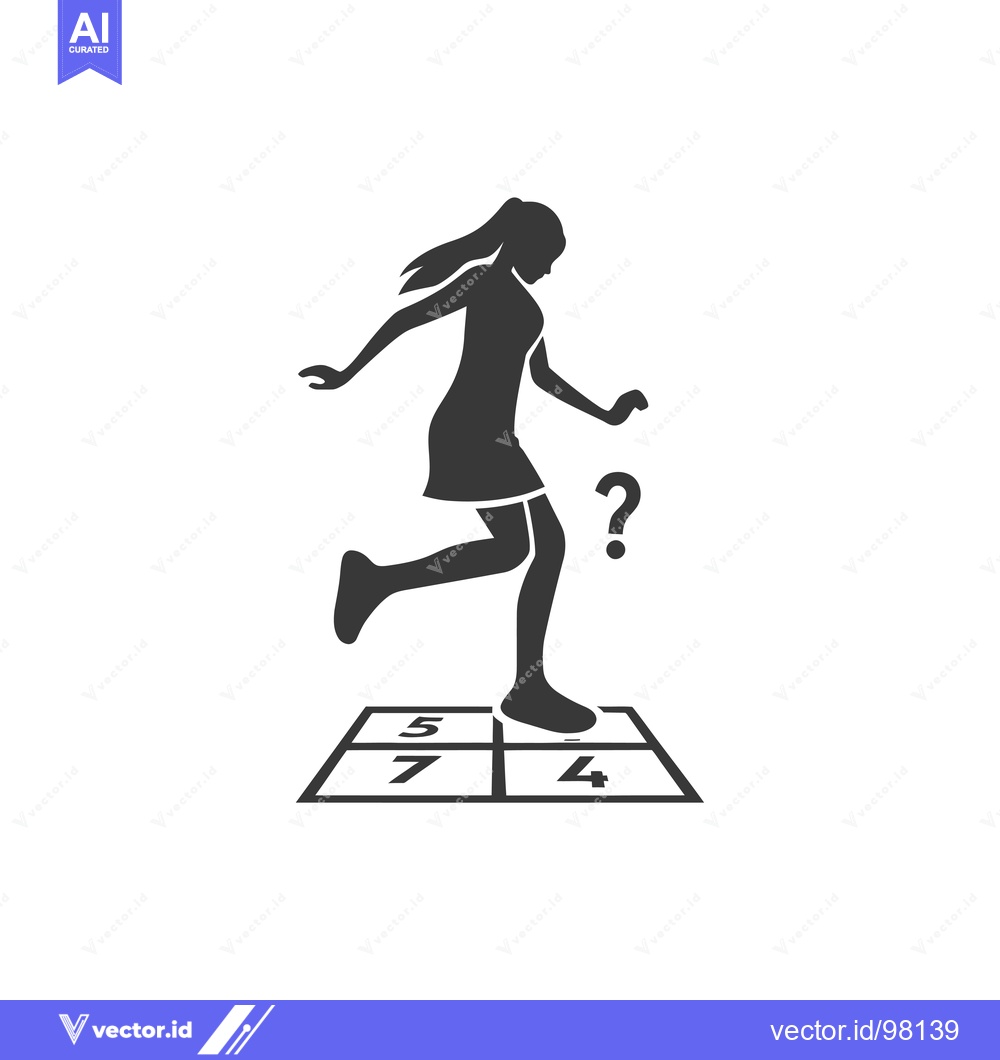 Premium Vector dari Silhouette of a girl playing hopscotch