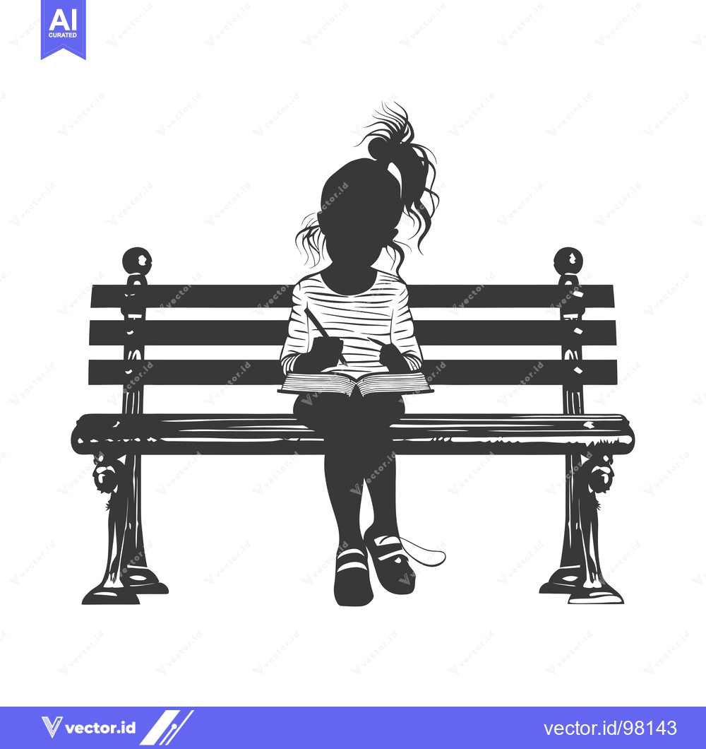Premium Vector of Silhouette of a Girl Reading a Book on a Bench
