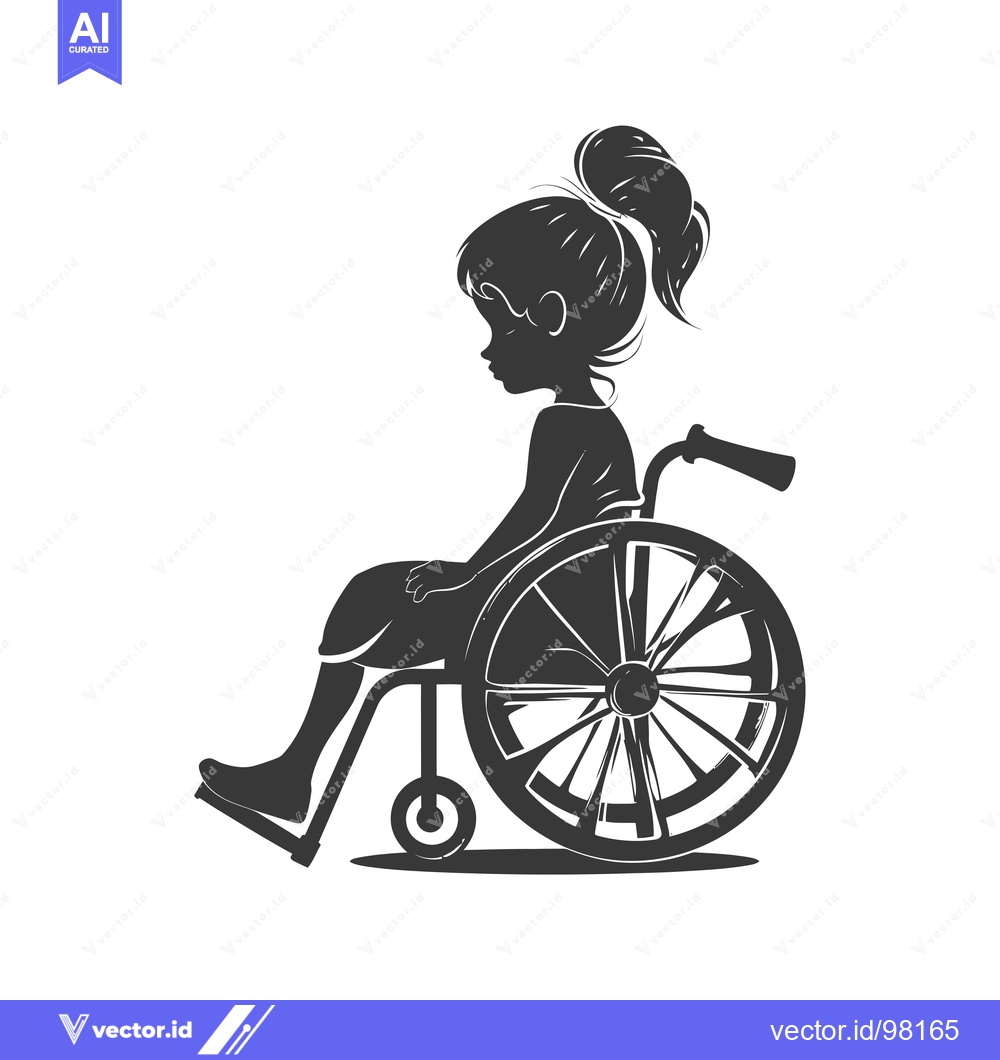 Premium Vector of Silhouette of a Girl Sitting in a Wheelchair