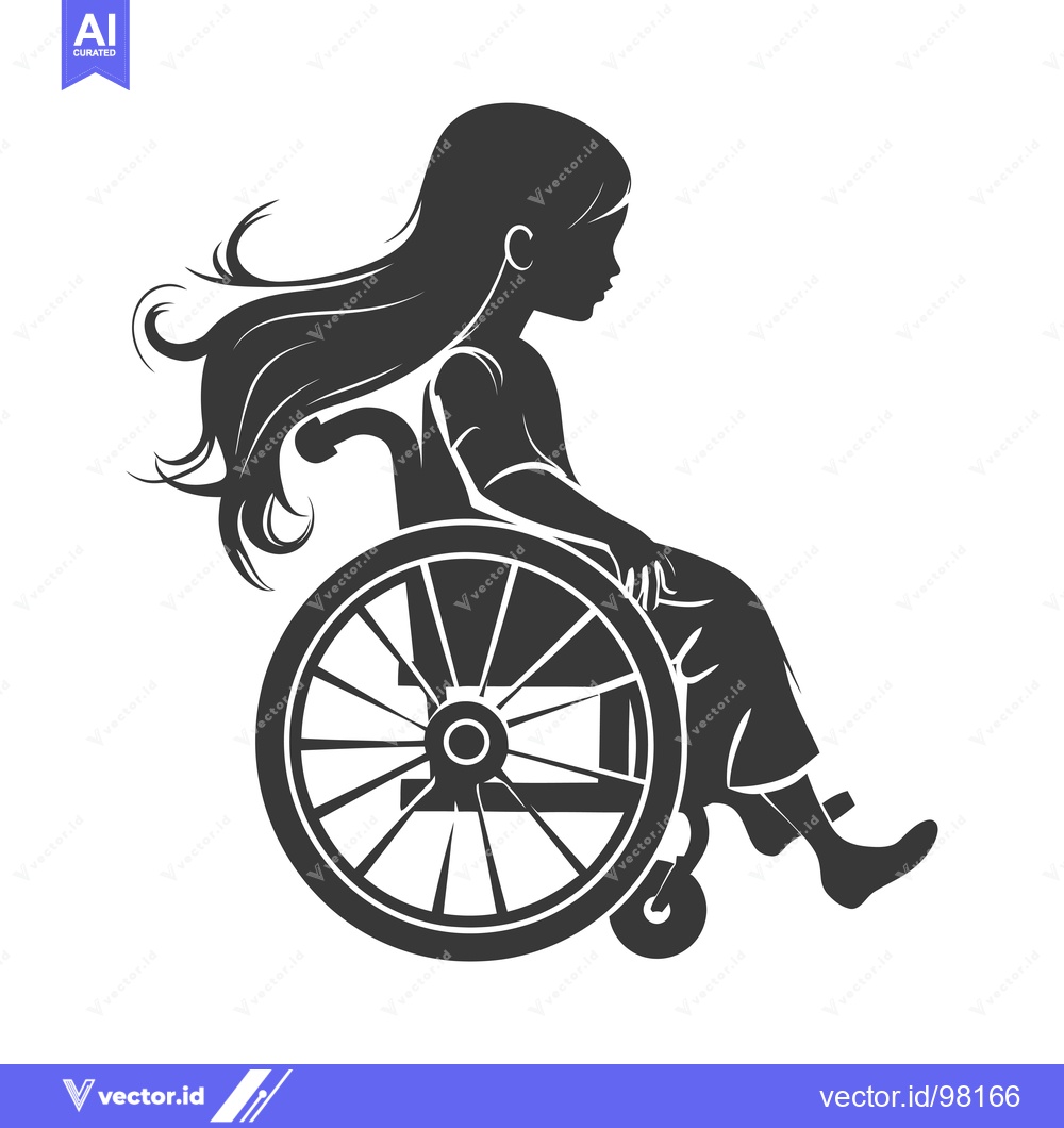 Premium Vector dari Silhouette of a Girl Sitting in a Wheelchair