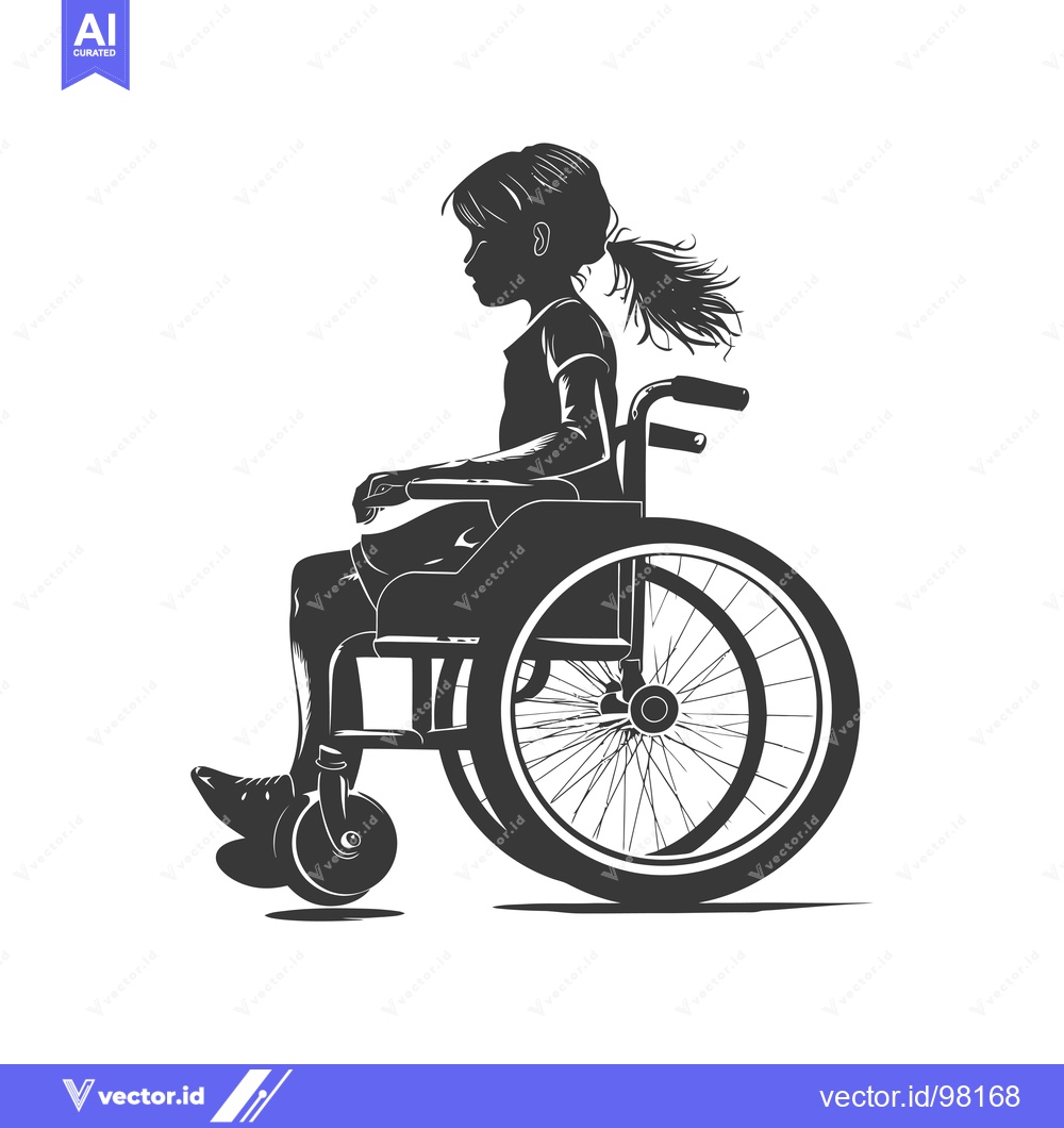 Premium Vector dari Silhouette of a Girl Sitting in a Wheelchair