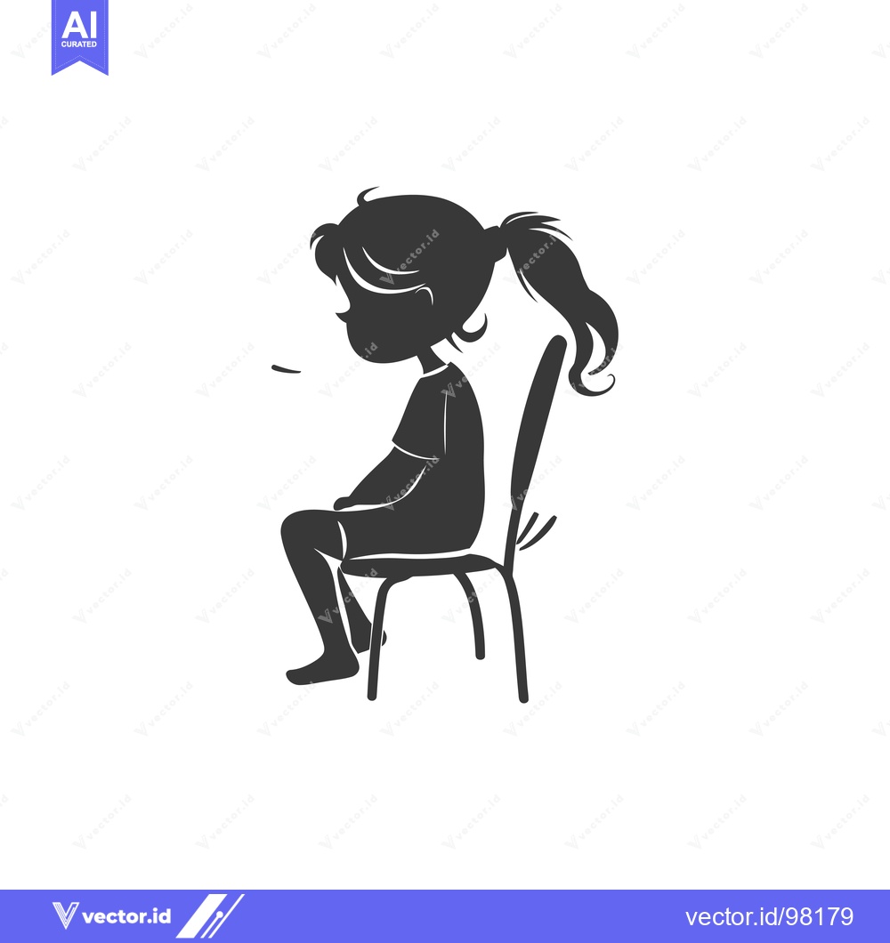 Premium Vector of Silhouette of a girl sitting on a chair