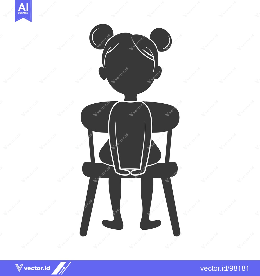 Premium Vector of Silhouette of a Girl Sitting on a Chair with Her Hands Folded
