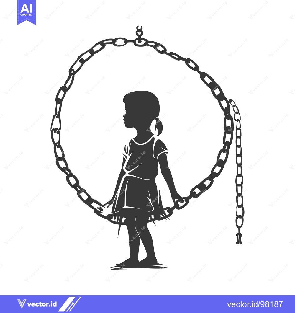 Premium Vector of Silhouette of a girl standing within a chain circle